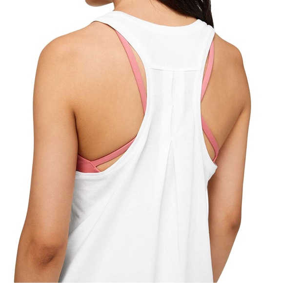 Lululemon Love Tank Pleated Pima Cotton Blend Curved Hem Racerback Top - Size 4 - Picture 2 of 5